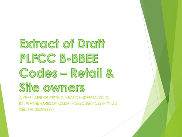 PLFCC B BBEE draft codes presentation (update) 2019